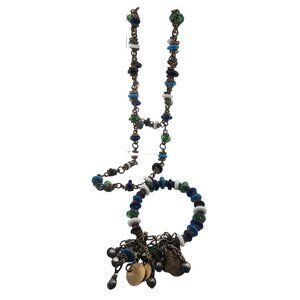 Vintage All Glass & Dangles Necklace & Bracelet Set (A3466)